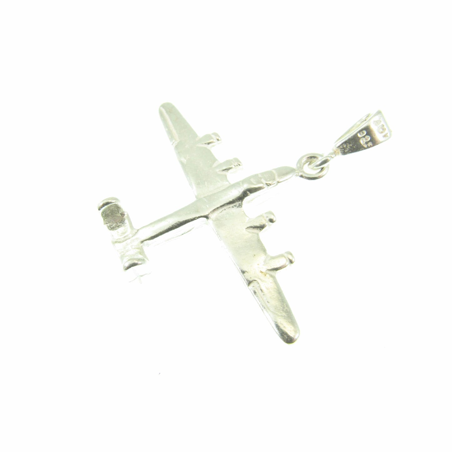 Solid 925 Sterling Silver Bomber Airplane Pendant – WWII Aircraft Necklace Charm, Military Pilot Pendant, Aviation Jewelry Gift