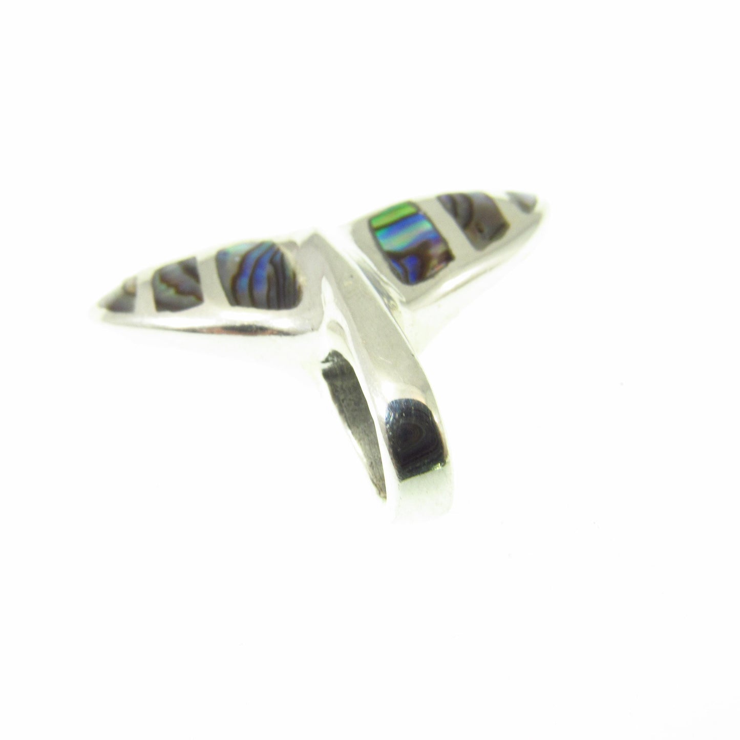 Solid 925 Sterling Silver Whale Tail Slide Pendant with Abalone Shell Inlay – Ocean Jewelry – Coastal Necklace Charm - Gift for Beach Lover