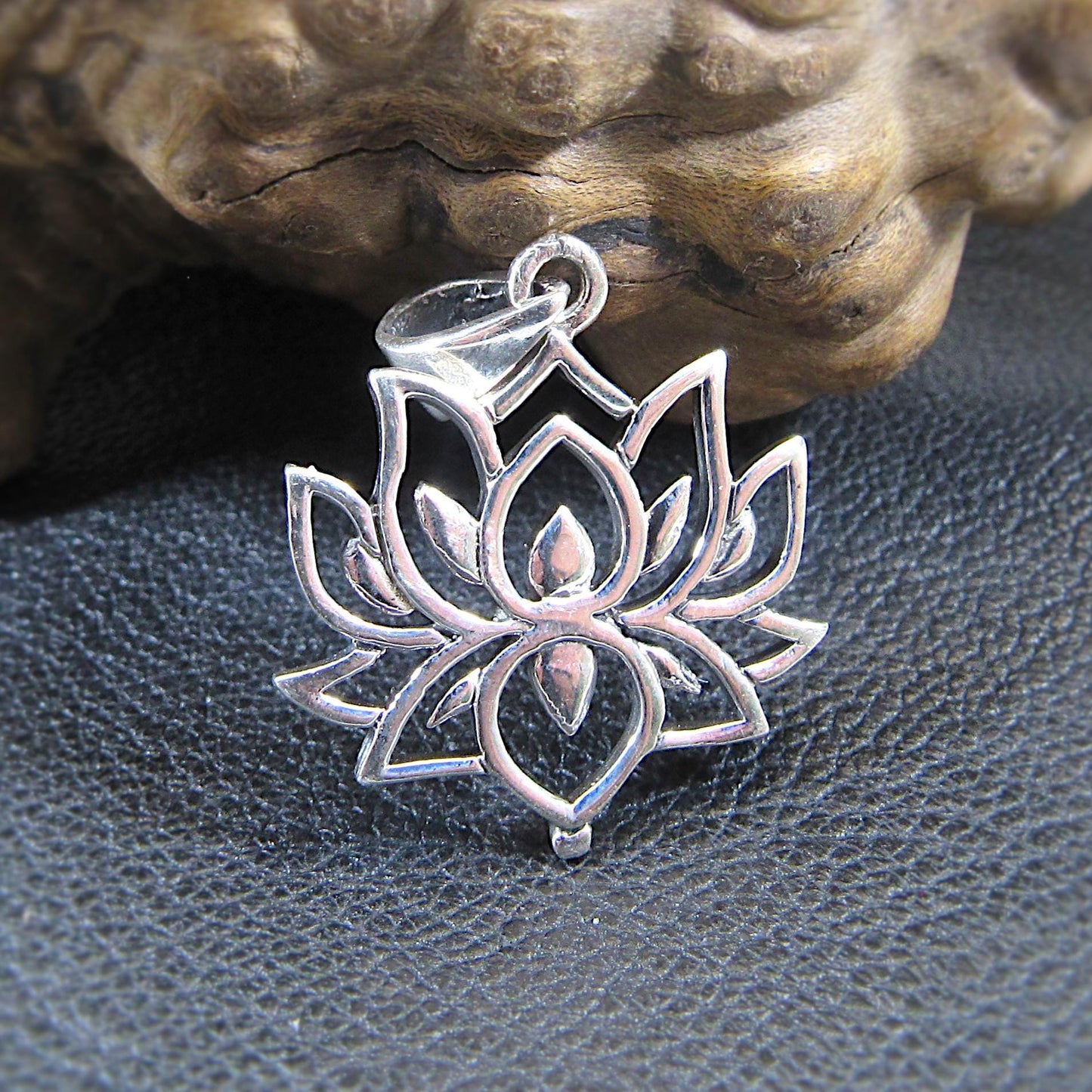 Solid 925 Sterling Silver Lotus Flower Pendant – Boho Yoga Necklace Charm, Spiritual Jewelry for Women & Men, Meditation Gift for Yogis