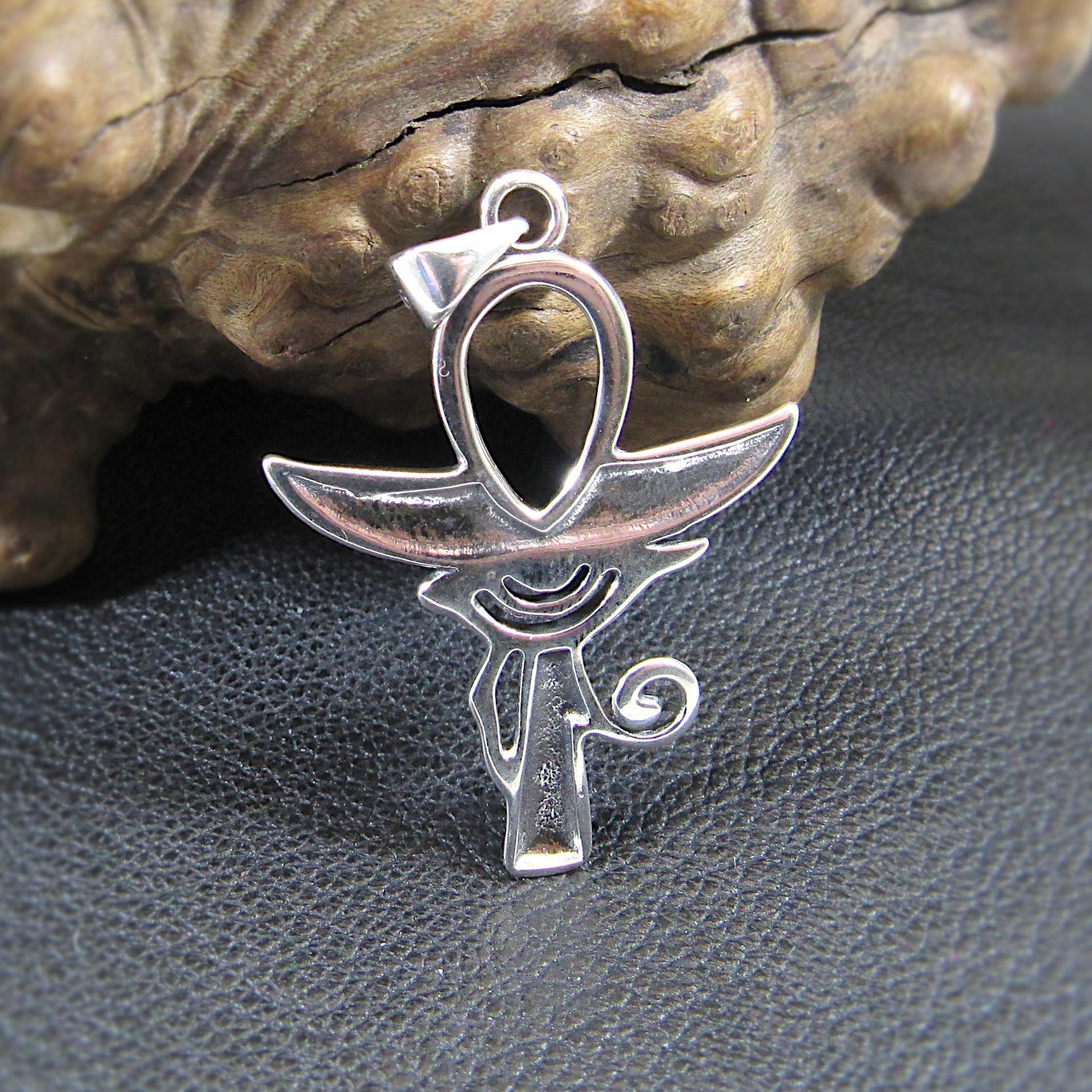 Solid 925 Sterling Silver Egyptian Ankh & Eye of Horus Pendant, Handcrafted Cross, Crux Ansata Jewelry for Men or Women, Mythology Gift