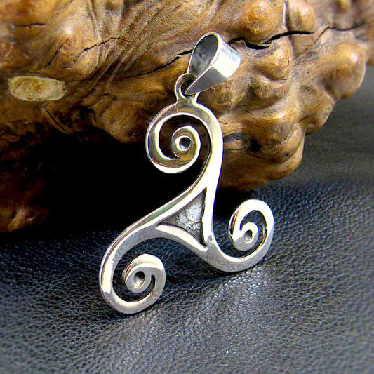 Solid 925 Sterling Silver Triskelion Pendant – Celtic Spiral Necklace – Handcrafted Symbolic Jewelry for Men & Women – Ancient Ireland Gift