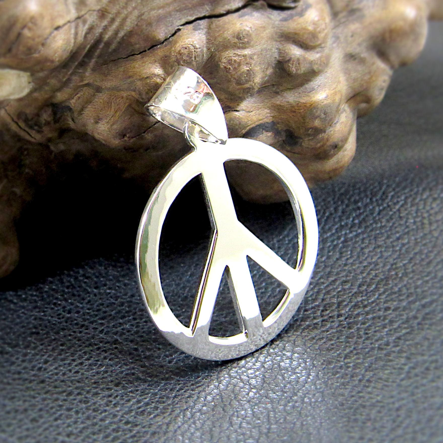 Solid 925 Sterling Silver Peace Sign Pendant, Handcrafted Hippie Jewelry, Boho Necklace Charm, Gift for Men or Women