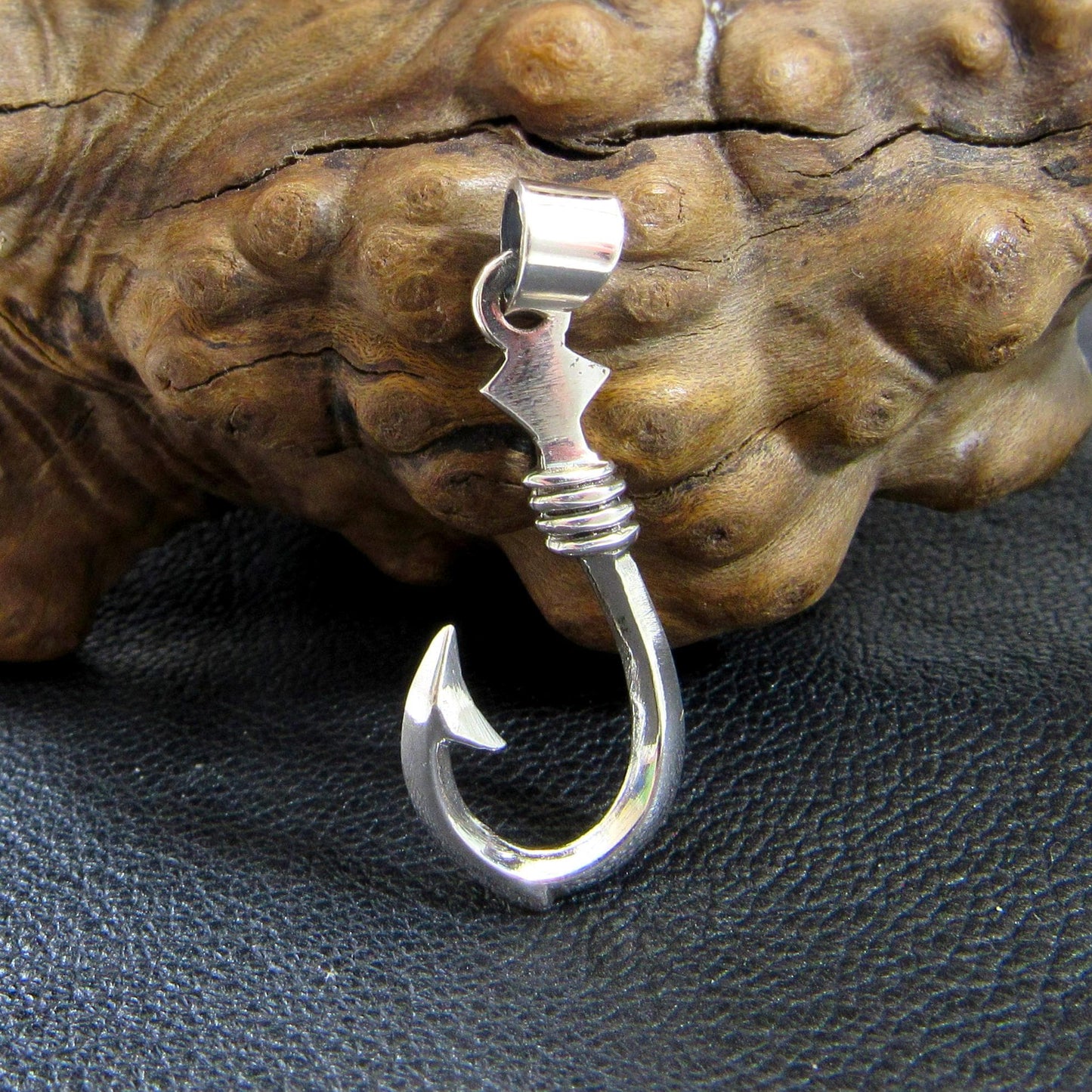 Solid 925 Sterling Silver Fish Hook Pendant – Nautical Necklace Pendant, Fisherman Jewelry, Ocean Lover Gift, Handcrafted Silver Charm