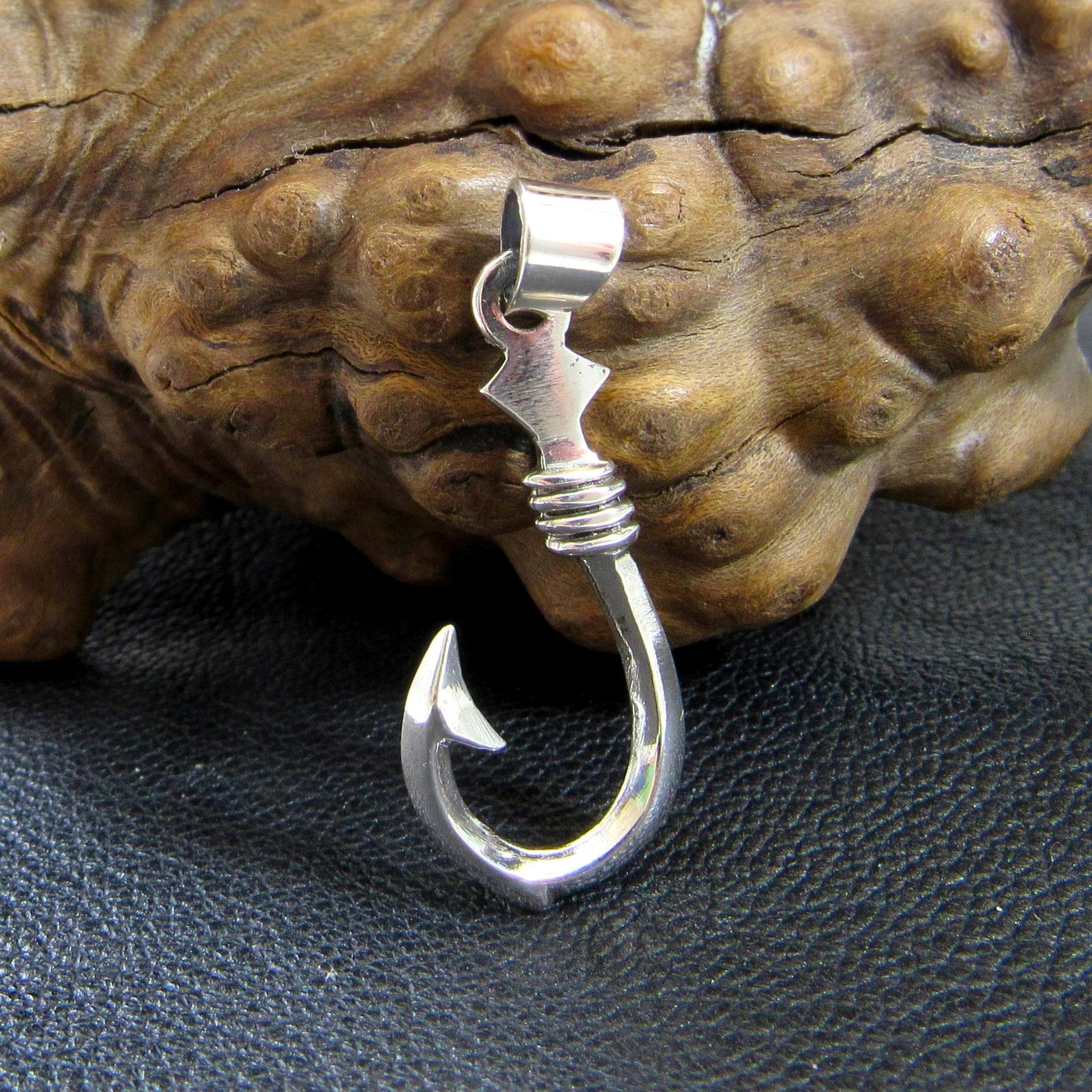 Solid 925 Sterling Silver Fish Hook Pendant – Nautical Necklace Pendant, Fisherman Jewelry, Ocean Lover Gift, Handcrafted Silver Charm