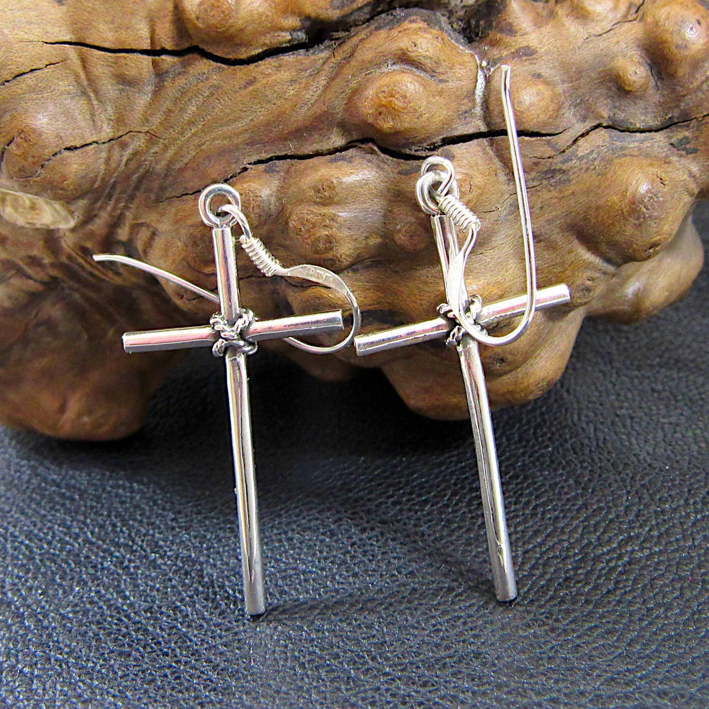 Solid 925 Sterling Silver Cross Earrings – Christian Jewelry, Faith Dangle Earrings, Religious Gift for Women, Drop / Dangle / Hook Earrings