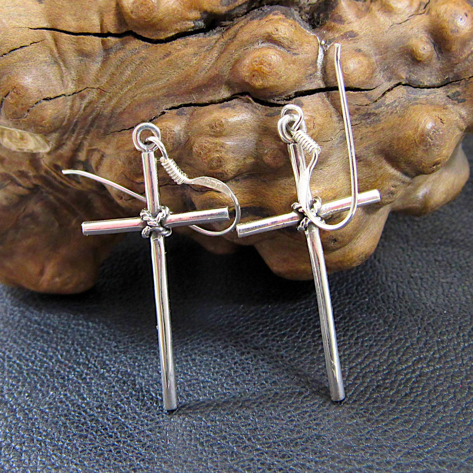 Solid 925 Sterling Silver Cross Earrings – Christian Jewelry, Faith Dangle Earrings, Religious Gift for Women, Drop / Dangle / Hook Earrings