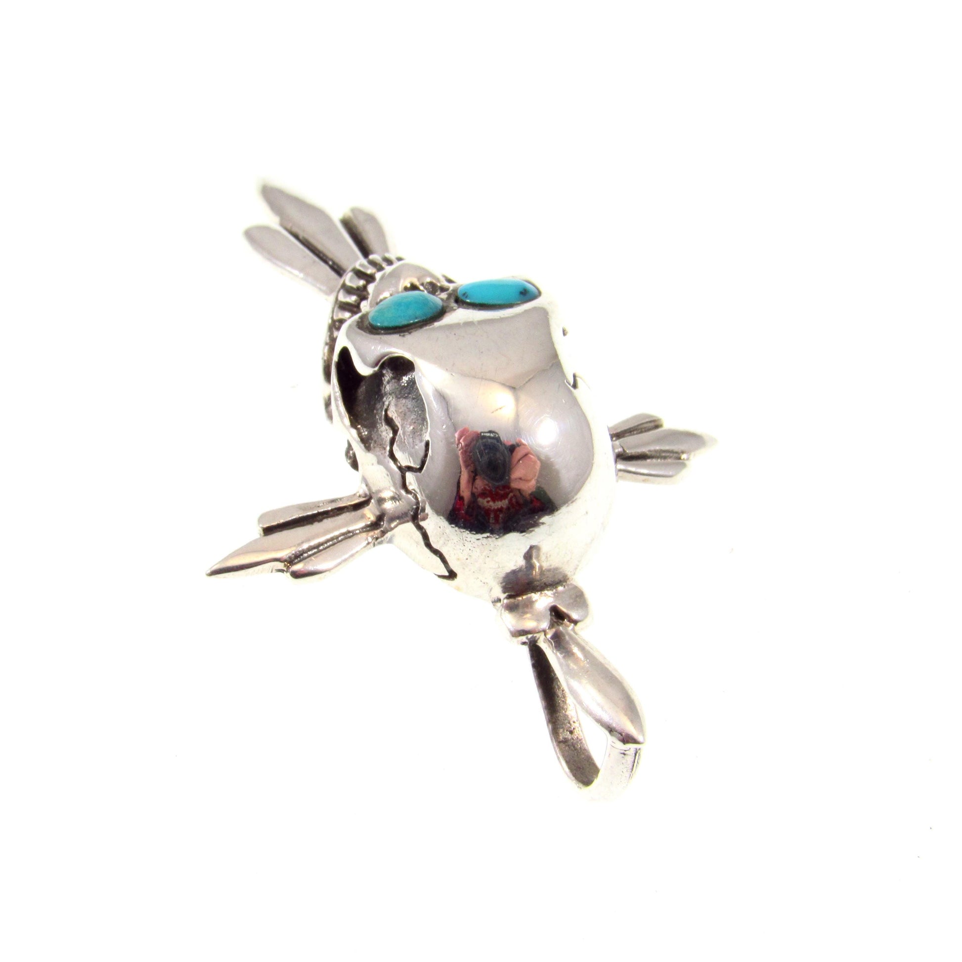 Solid 925 Sterling Silver Skull Pendant with Turquoise Eyes – Handcrafted Biker Jewelry, Gothic Necklace Pendant, Edgy Men's Streetwear