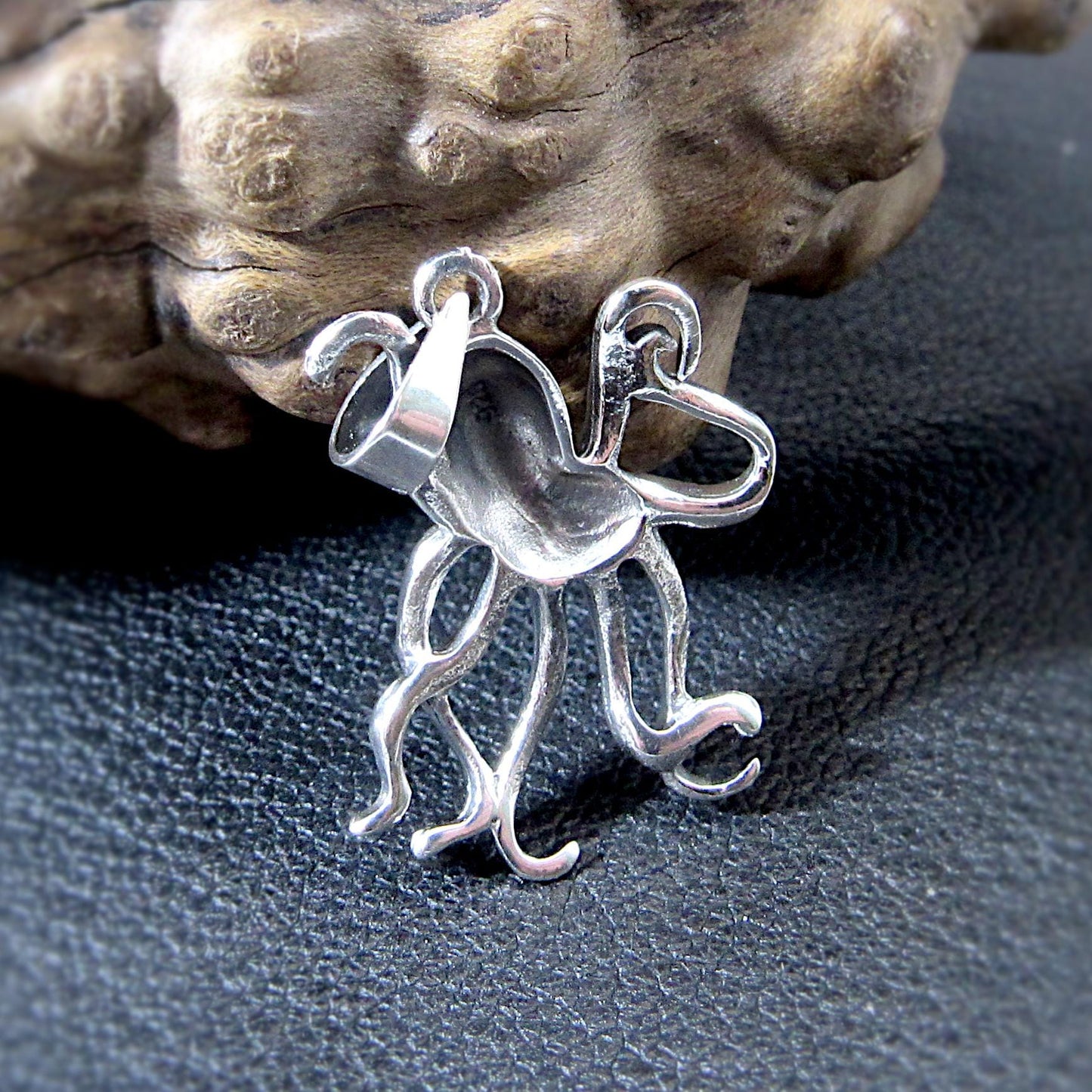 Solid 925 Sterling Silver Octopus Pendant - Nautical Sea Creature Necklace Charm - Ocean Animal Jewelry - Marine Life Gift for Her or Him