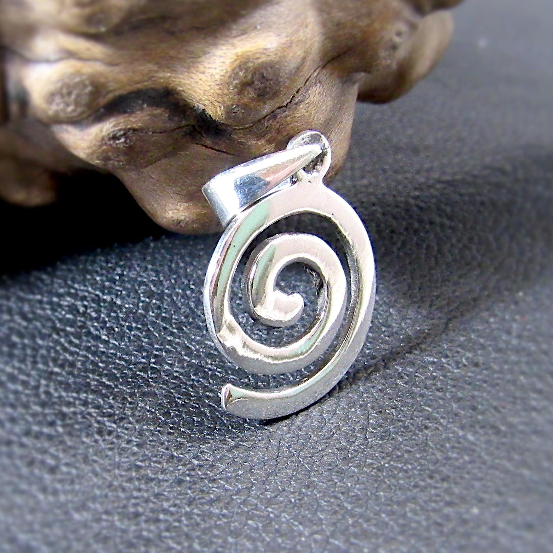 Solid 925 Sterling Silver Small Celtic Swirl Charm, Boho Spiral Necklace Pendant, Sleek & Minimalist Jewelry for Women, Handcrafted Gift