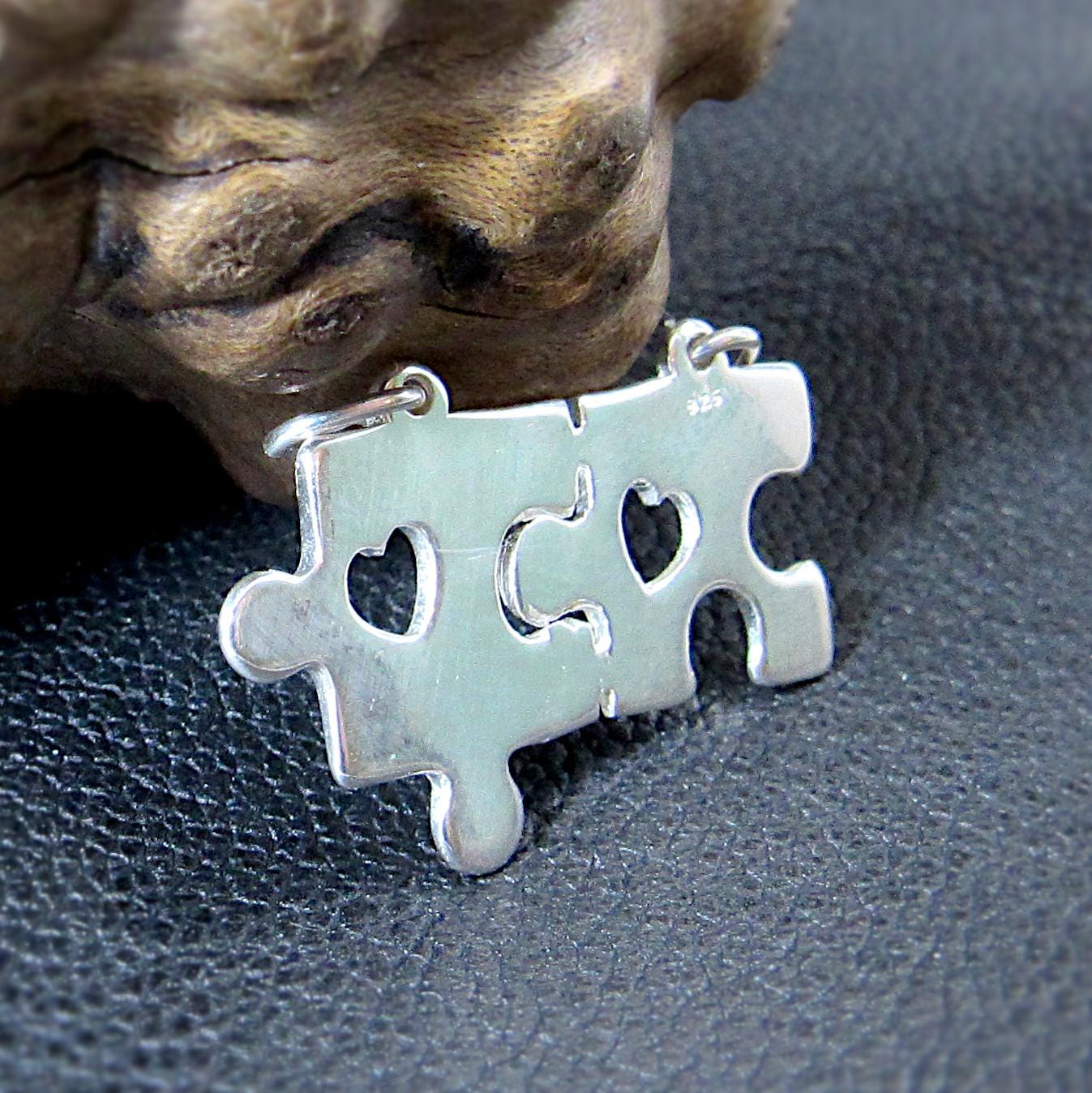 Solid 925 Sterling Silver Friends Forever Jigsaw Puzzle Pendant, Friendship Charm, Symbol of Love & Companionship, Best Friend Soulmate Gift