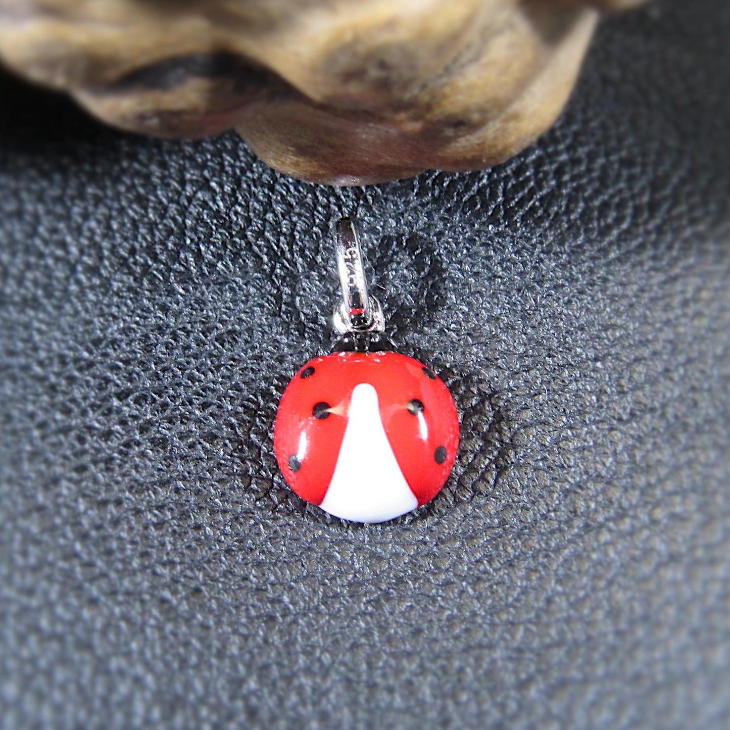 Solid 925 Sterling Silver Ladybug Charm, Hand Painted Enamel Lucky Lady Bug Pendant, Insect Jewelry, Kawaii Charm, Lady Beetle Gift Idea