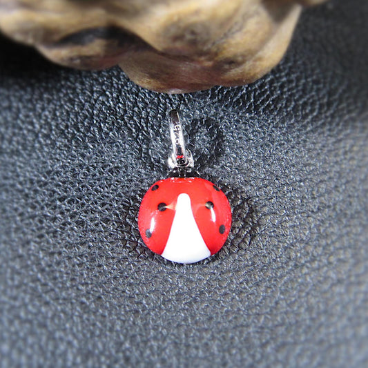 Solid 925 Sterling Silver Ladybug Charm, Hand Painted Enamel Lucky Lady Bug Pendant, Insect Jewelry, Kawaii Charm, Lady Beetle Gift Idea