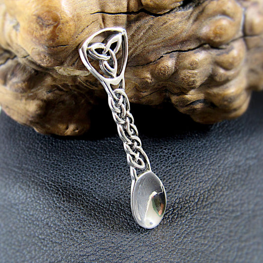 Solid 925 Sterling Silver Salt Spoon - Celtic Trinity Knot Design - Miniature Ritual Altar Spoon for Seasoning - Irish Heritage Gift