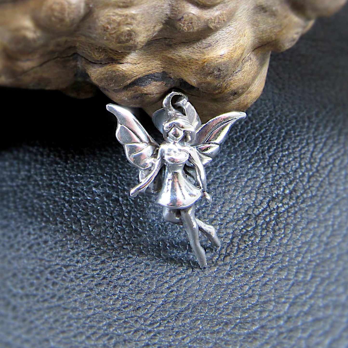 Solid 925 Sterling Silver Fairy Pendant – Woodland Pixie Necklace Charm, Fae Charm for Fairycore, Cottagecore & Magical Gifts for Her