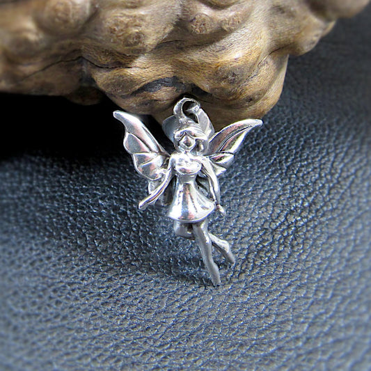 Solid 925 Sterling Silver Fairy Pendant – Woodland Pixie Necklace Charm, Fae Charm for Fairycore, Cottagecore & Magical Gifts for Her