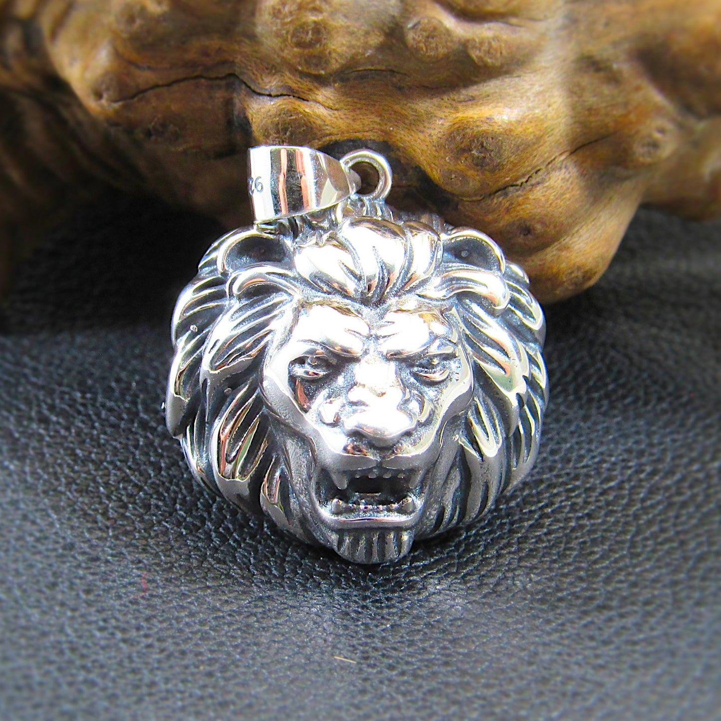 Solid 925 Sterling Silver Lion Head Pendant, Spirit Animal Totem, Handcrafted Animal & Wildlife Jewelry Charm, Bold Jungle Pendant