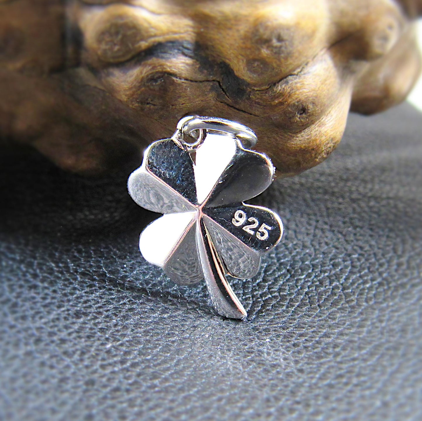 Solid 925 Sterling Silver 4 Leaf Clover Pendant, Four Leaf Clover Charm, Lucky Clover Jewelry, Floral Flower Jewelry, Good Luck Charm