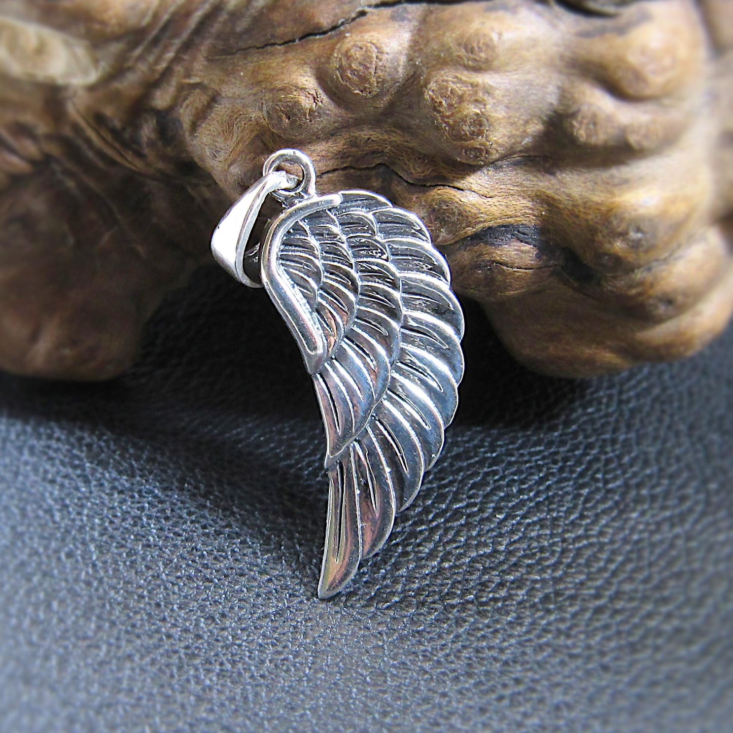 Solid 925 Sterling Silver Angel Wing Pendant, Handcrafted Religious Jewelry, Unique Spiritual Charm, Simple & Elegant Inspirational Art