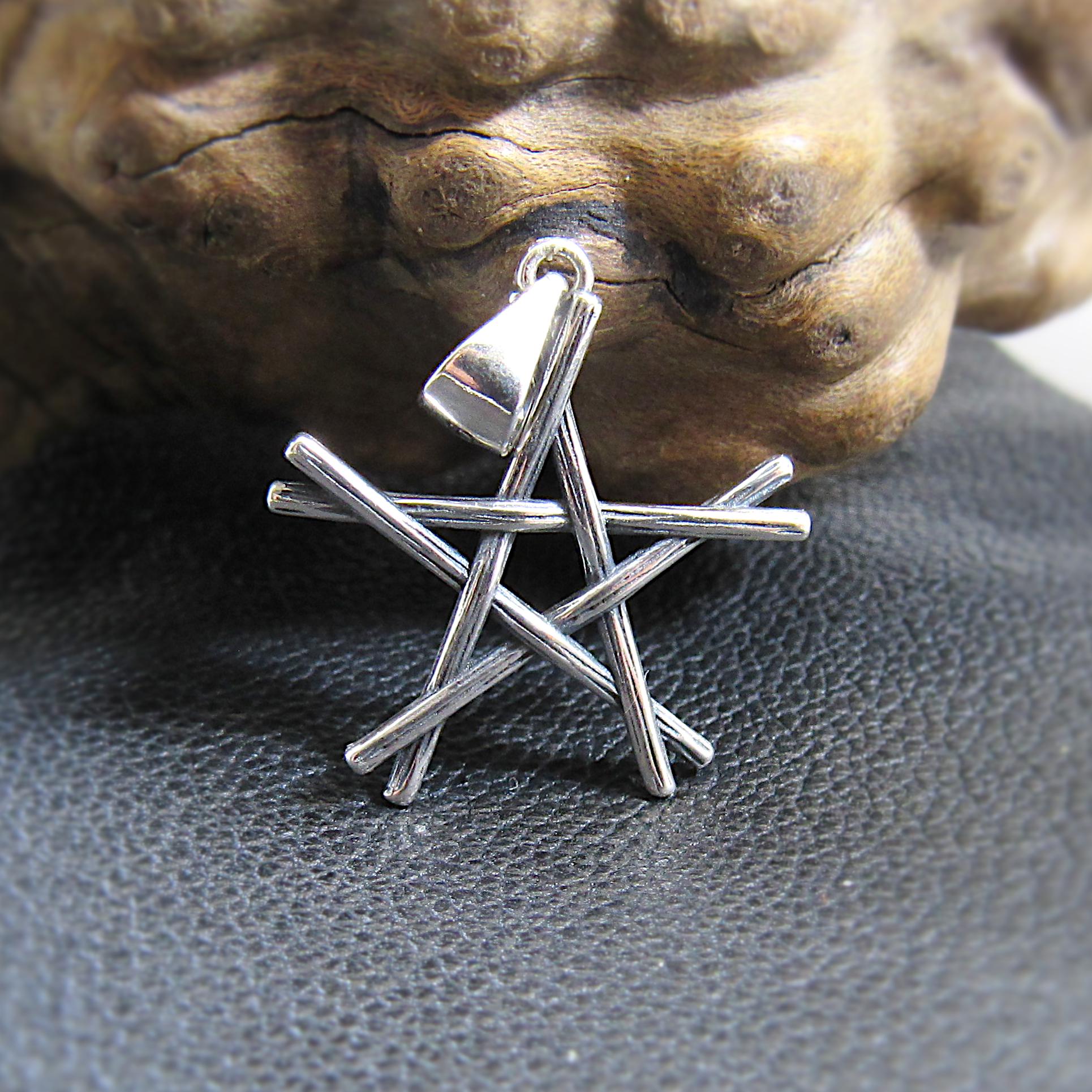 Solid 925 Sterling Silver Pentagram Pendant – Handcrafted 5-Pointed Star Charm, Wiccan Pagan Symbol, Protection Amulet, Witchy Jewelry Gift
