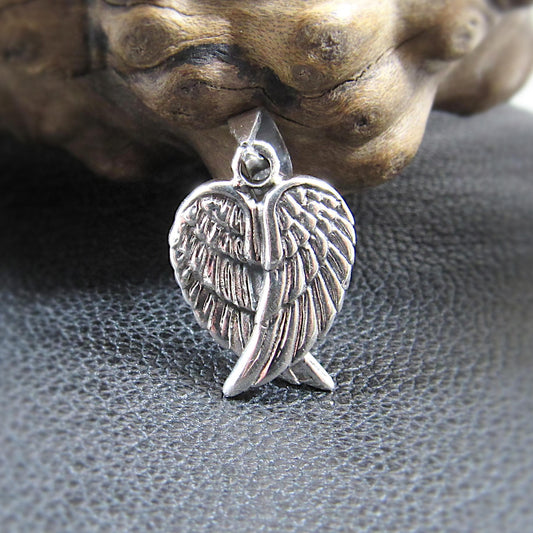 Solid 925 Sterling Silver Angel Wings Pendant – Handcrafted Guardian Angel Charm, Angelic Protection & Peace Jewelry, Memorial Gift for Her