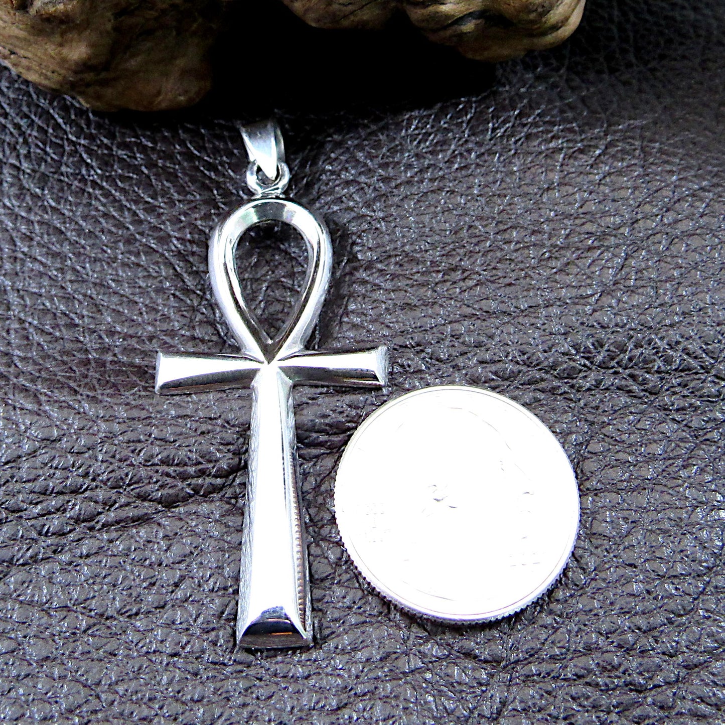 Large Solid 925 Sterling Silver Egyptian Ankh, Crux Ansata Cross, Handcrafted Egyptian Jewelry, Key of Life Pendant for Men