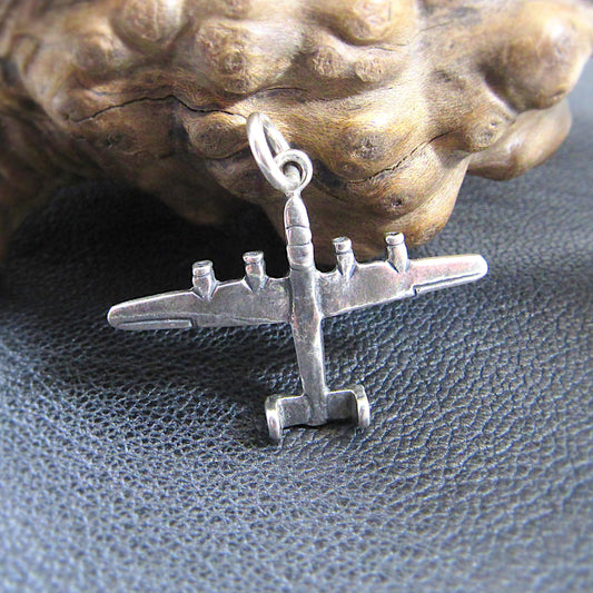 Solid 925 Sterling Silver Bomber Airplane Pendant – WWII Aircraft Necklace Charm, Military Pilot Pendant, Aviation Jewelry Gift