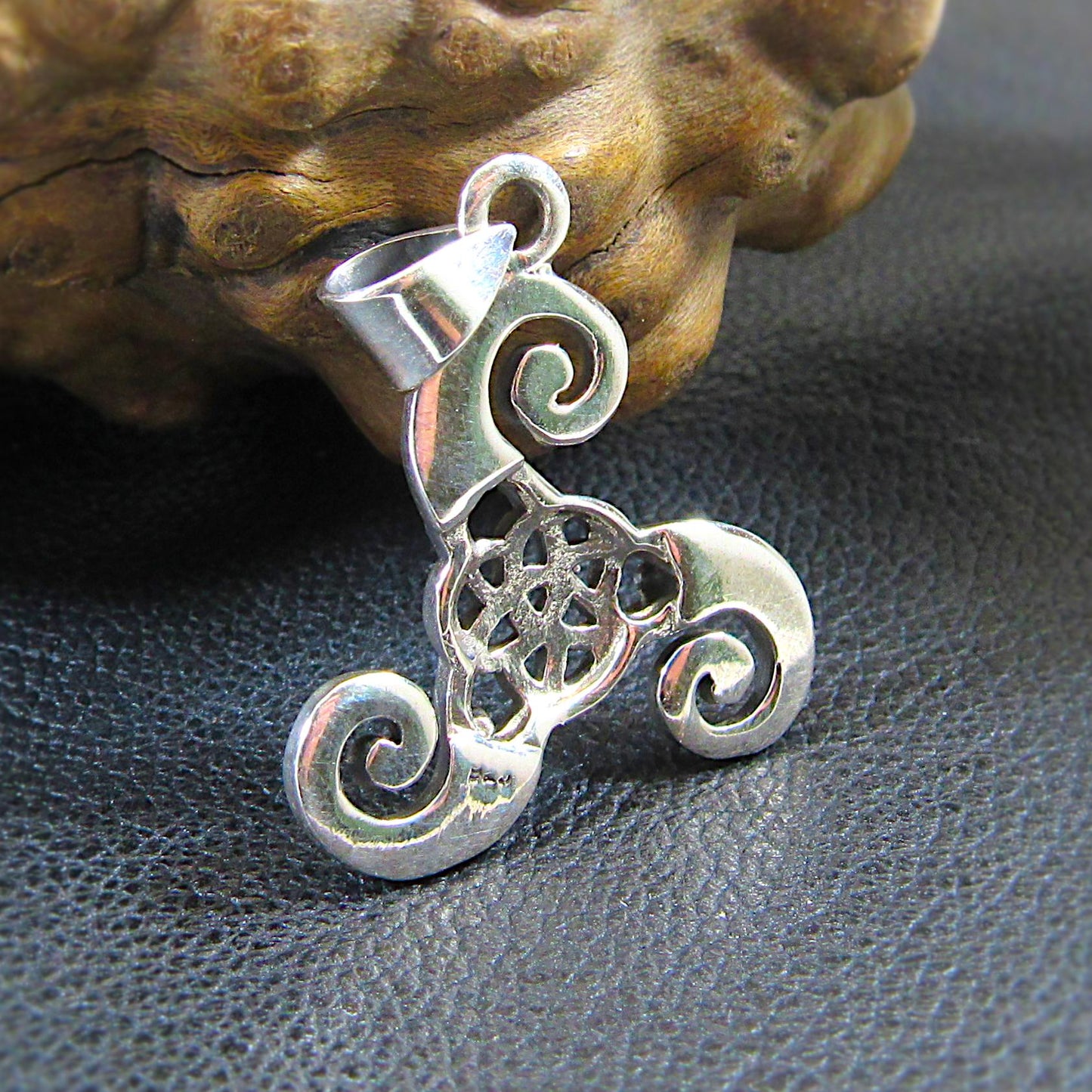 Solid 925 Sterling Silver Triskelion Pendant – Celtic Spiral Necklace Charm, Pagan Trinity Knot, Norse / Viking Jewelry Gift for Him & Her