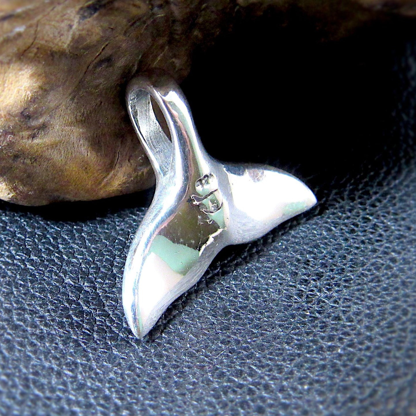 Solid 925 Sterling Silver Whale Tail Slide Pendant with Abalone Shell Inlay – Ocean Jewelry – Coastal Necklace Charm - Gift for Beach Lover