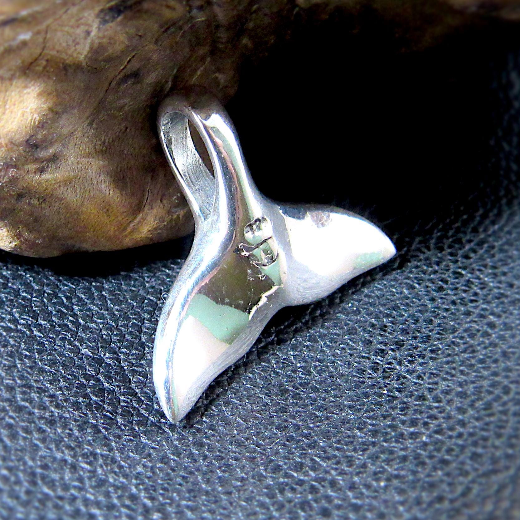 Solid 925 Sterling Silver Whale Tail Slide Pendant with Abalone Shell Inlay – Ocean Jewelry – Coastal Necklace Charm - Gift for Beach Lover