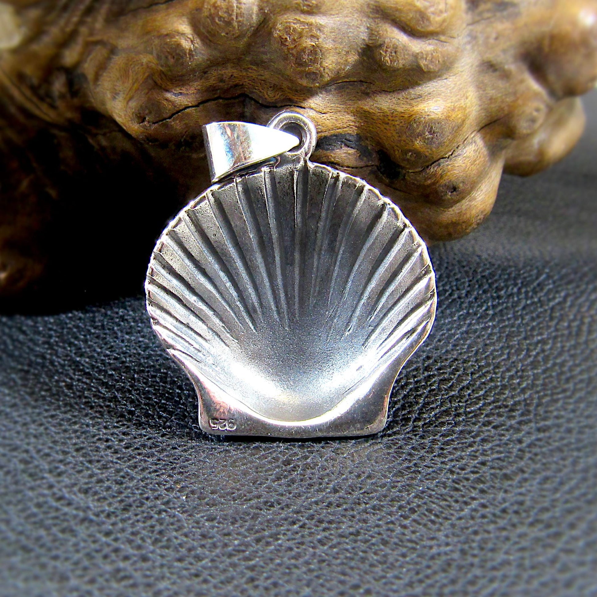 Solid 925 Sterling Silver Seashell Pendant - Clam Shell Scallop Charm - Handcrafted Nautical, Beach, Ocean, Coastal Sea Life Jewelry