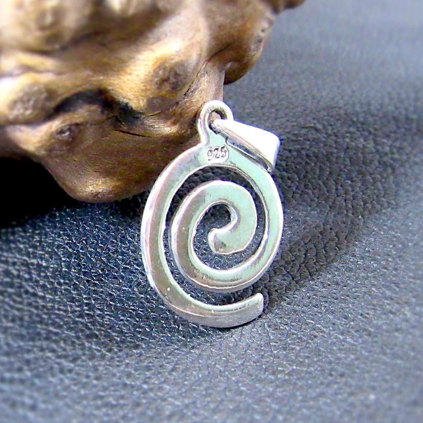 Solid 925 Sterling Silver Small Celtic Swirl Charm, Boho Spiral Necklace Pendant, Sleek & Minimalist Jewelry for Women, Handcrafted Gift