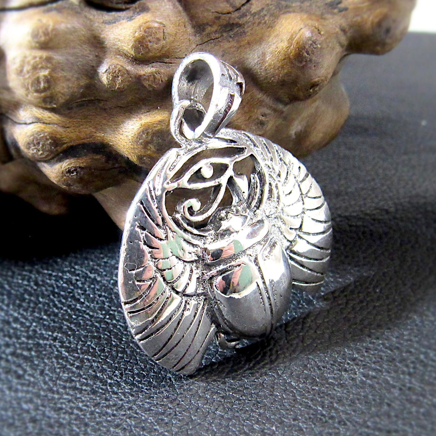 Solid 925 Sterling Silver Scarab Beetle Pendant – Handcrafted Egyptian Jewelry for Mysticcore & Occult Style – Protective Talisman Amulet