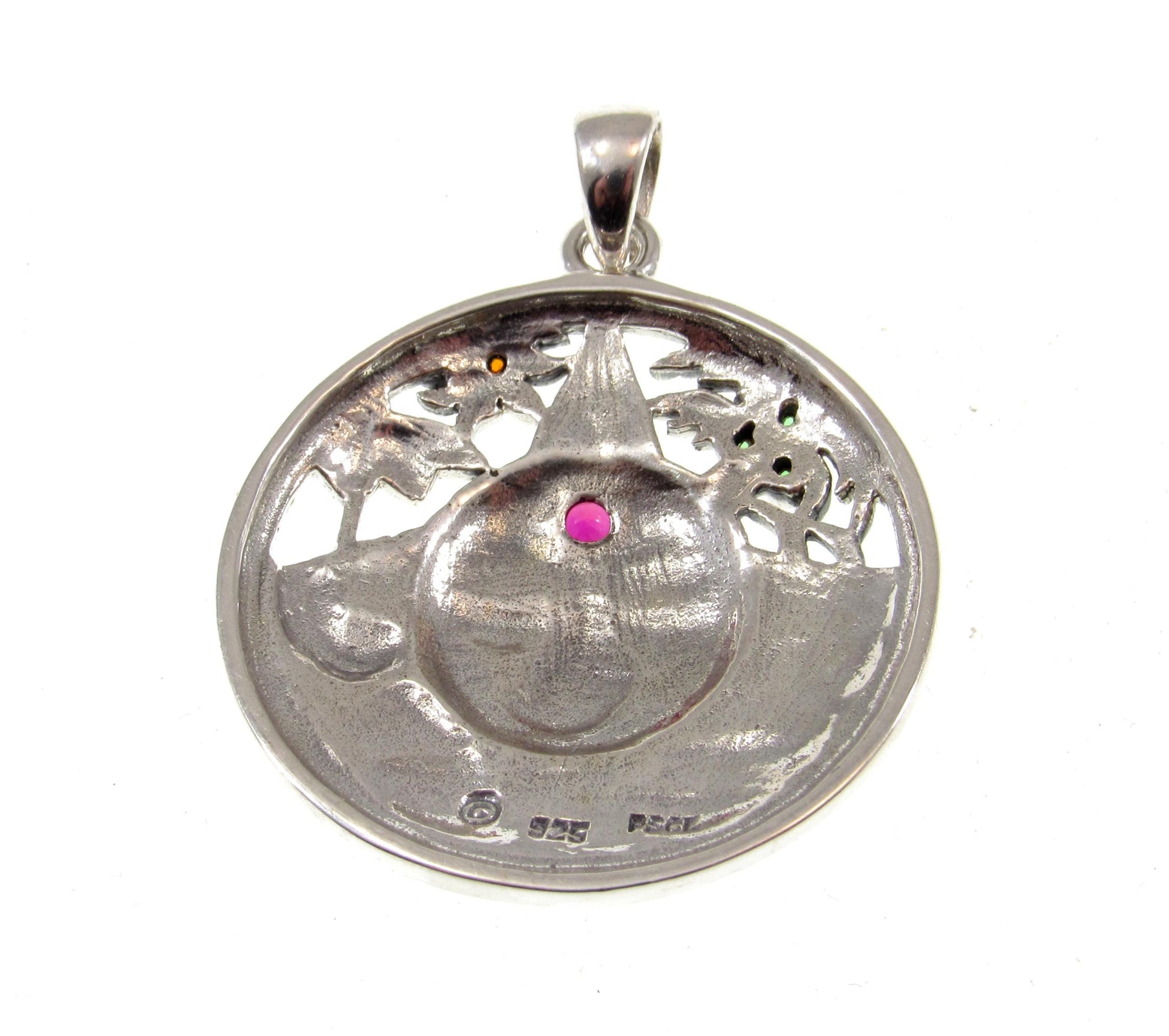 Solid 925 Sterling Silver Sun Face Pendant – Handcrafted Red Ruby Solar Talisman, Summer Witchcore Jewelry, Boho Pagan Celestial Amulet