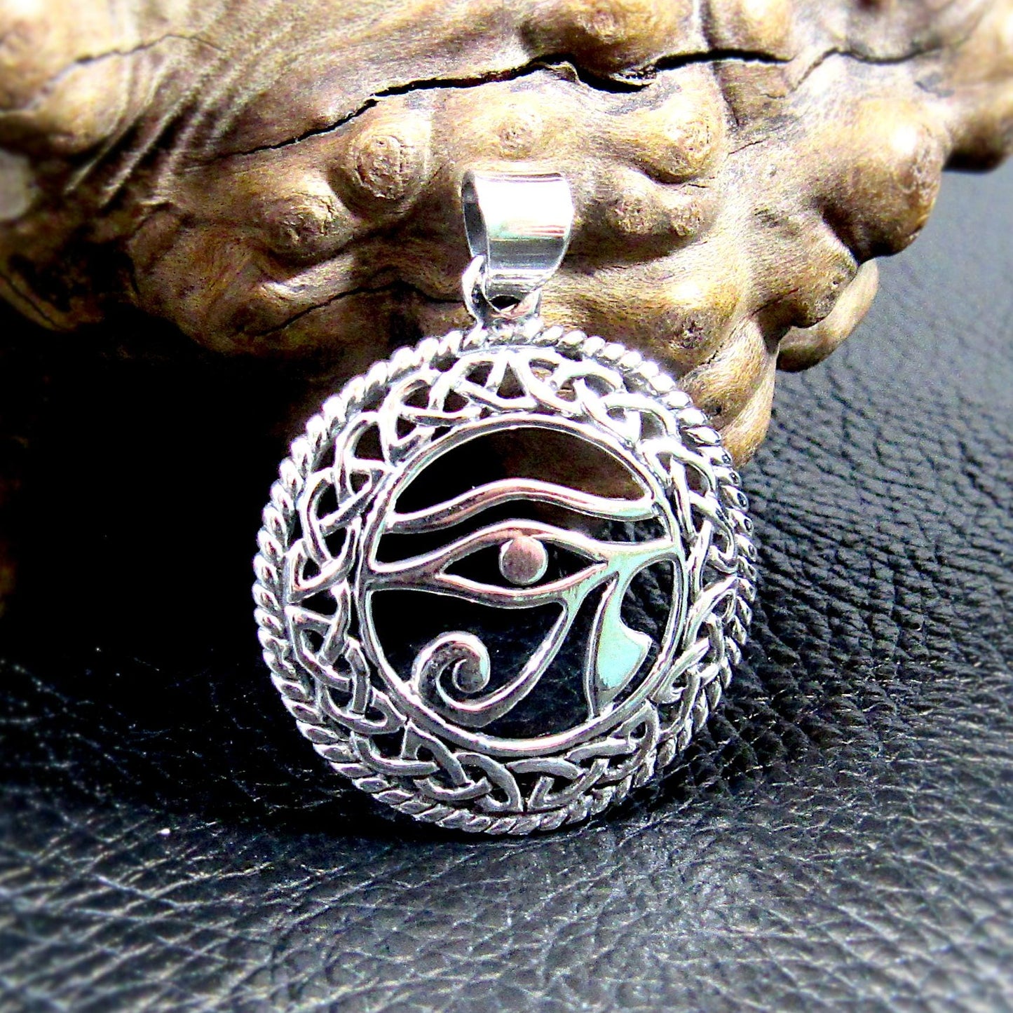 Solid 925 Sterling Silver Eye of Horus Pendant – Celtic Protection Necklace Pendant, Egyptian Amulet, Third Eye Jewelry, Symbol of Wisdom