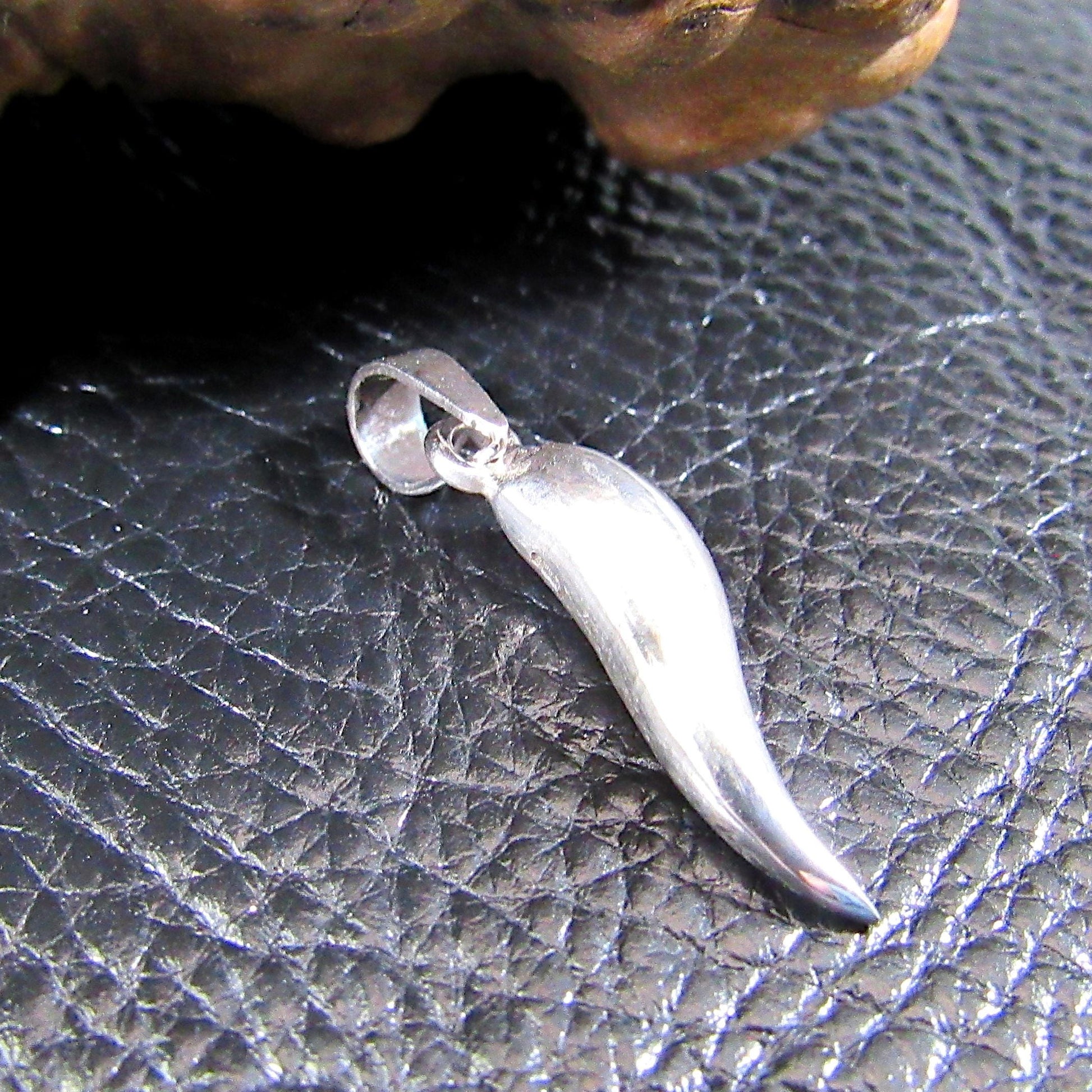 Solid 925 Sterling Silver Italian Horn Pendant, Handcrafted Cornicello Charm, Protection Jewelry, Little Hornlet Symbol, Corno Talisman