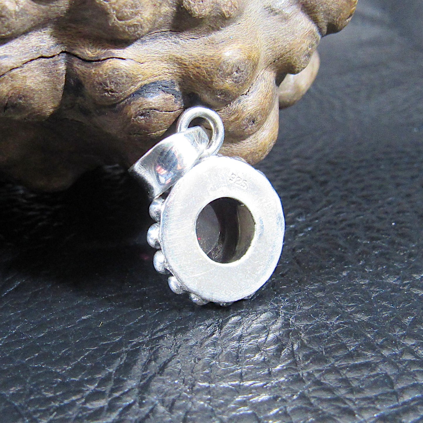 Solid 925 Sterling Silver Deep Red Garnet Pendant, Round Cabochon Gemstone Jewelry, January Birthstone Charm, Gift for Capricorns