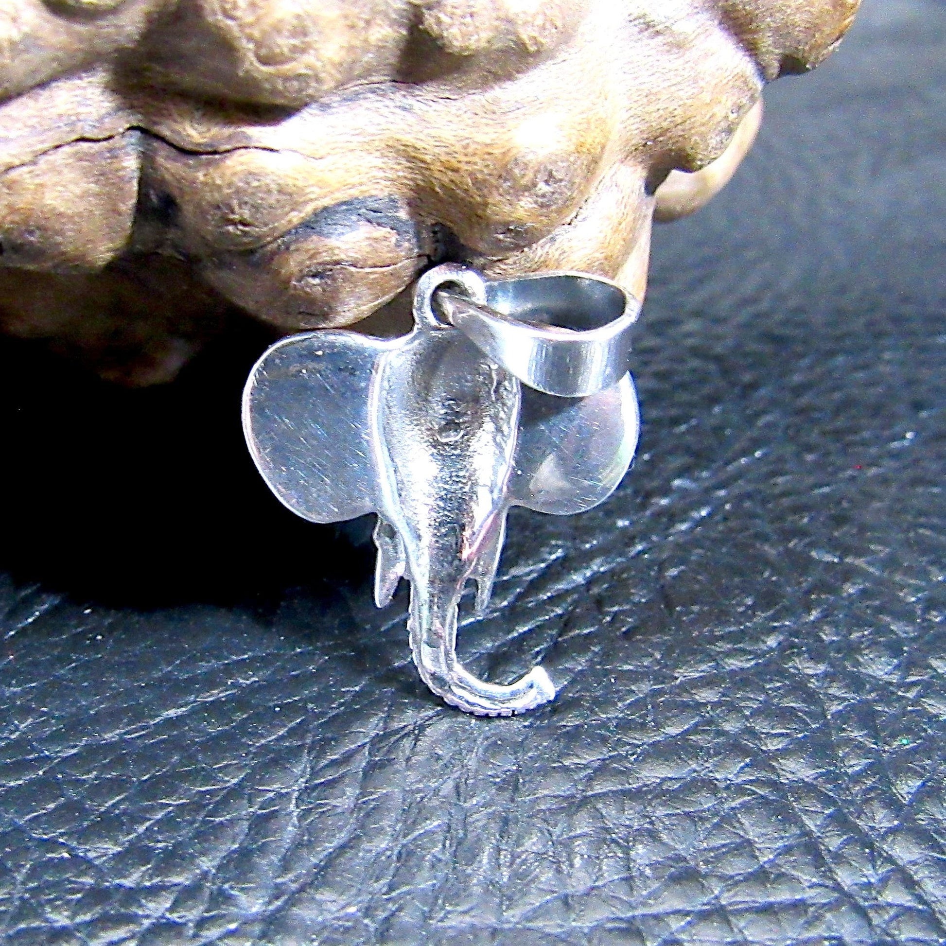 Solid 925 Sterling Silver Elephant Head Pendant – Tribal Elephant Jewelry, Good Luck Totem, Wildlife Gift, African Safari Charm