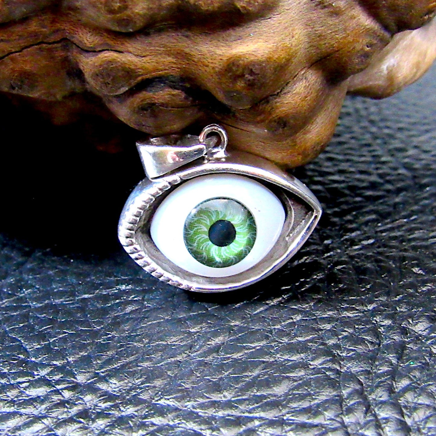 Solid 925 Sterling Silver Glass Eyeball Pendant, Evil Eye Charm, All Seeing Eye, Handcrafted Protection Charm, Choose Blue or Green Eyeballs