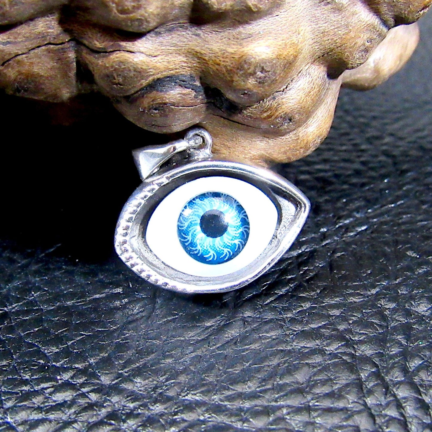Solid 925 Sterling Silver Glass Eyeball Pendant, Evil Eye Charm, All Seeing Eye, Handcrafted Protection Charm, Choose Blue or Green Eyeballs