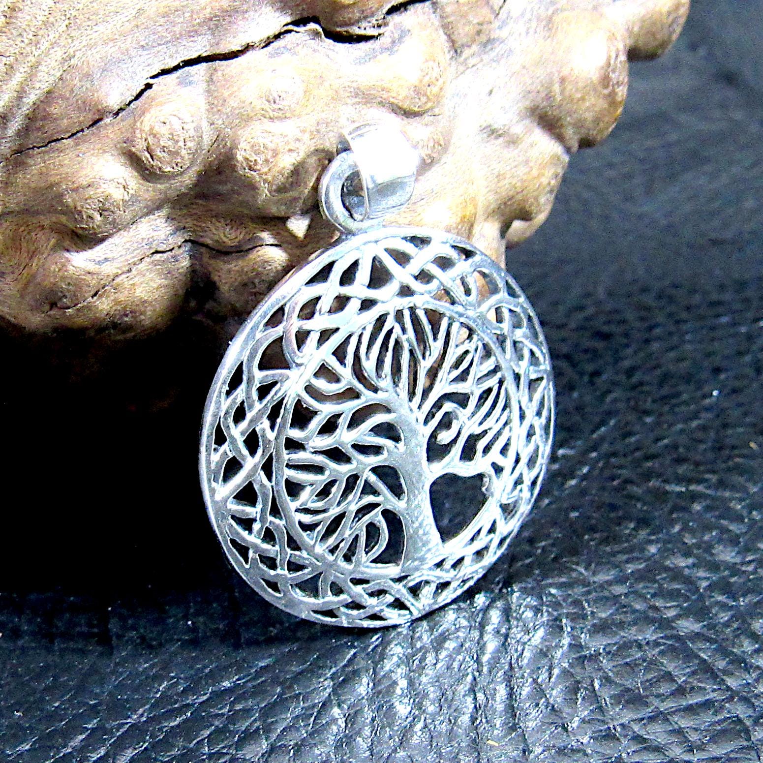 Solid 925 Sterling Silver Tree of Life Pendant – Celtic Knot Necklace Pendant, Sacred Symbol Jewelry, Nature-Inspired Gift, Spiritual Charm