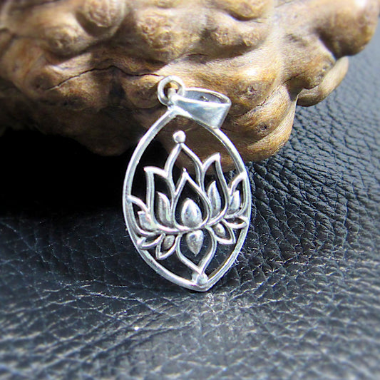Solid 925 Sterling Silver Lotus Flower Pendant – Yoga Spiritual Jewelry, Boho Meditation Necklace Charm, Sacred Symbol Gift
