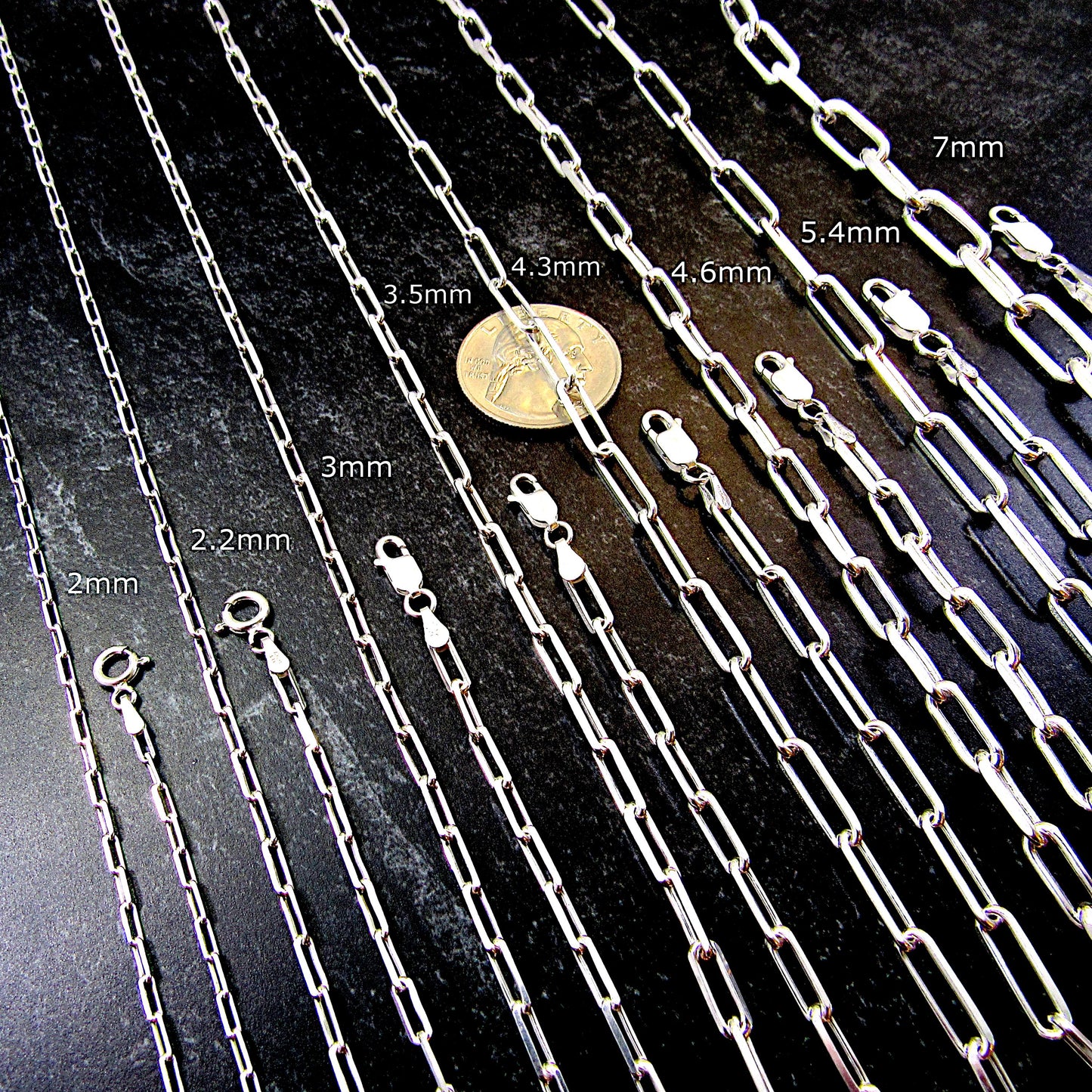 Solid 925 Sterling Silver Italian Paperclip Chain, Unisex Necklace / Bracelet for Men & Women, 2mm - 7mm, Sleek Edgy Urban Statement Jewelry