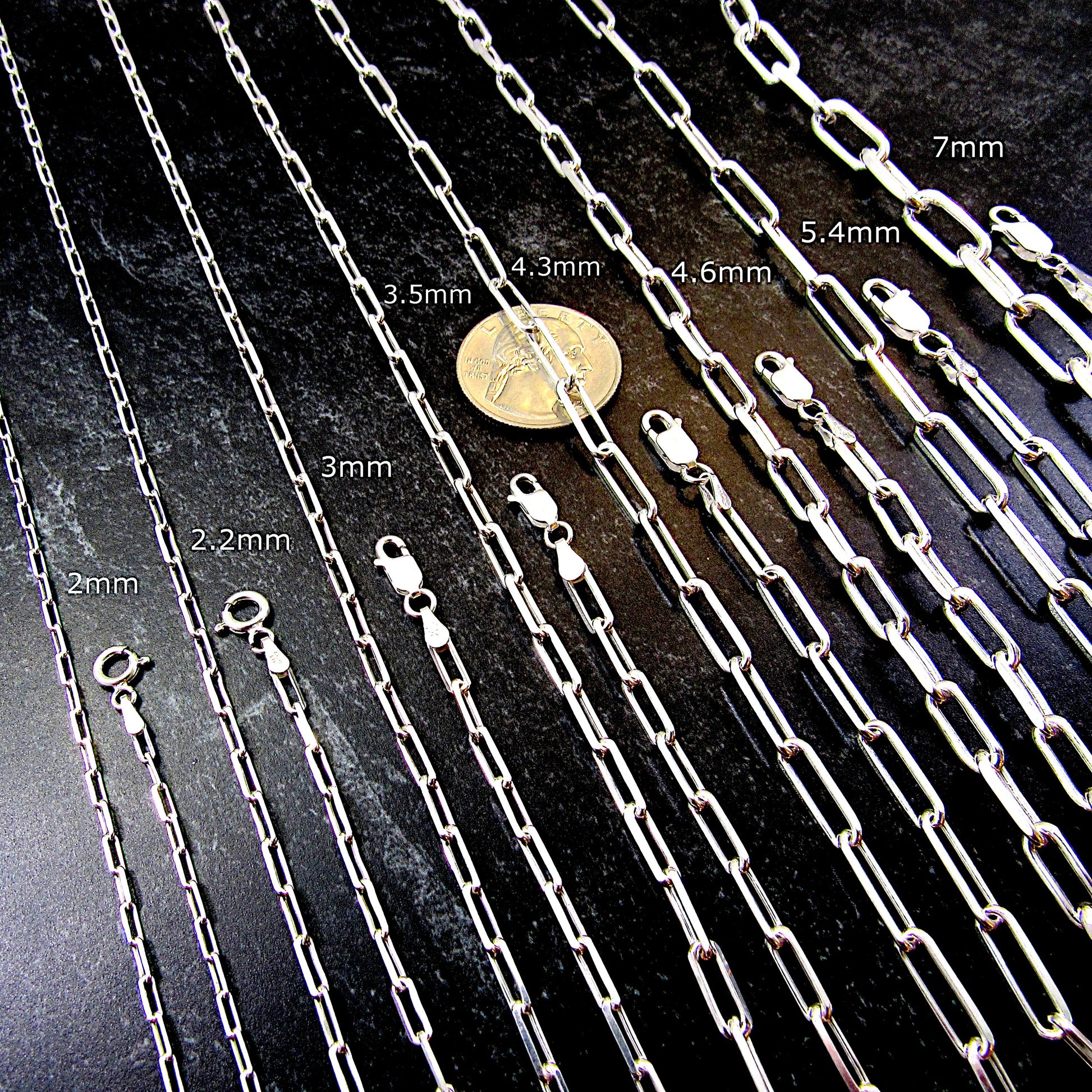 Solid 925 Sterling Silver Italian Paperclip Chain, Unisex Necklace / Bracelet for Men & Women, 2mm - 7mm, Sleek Edgy Urban Statement Jewelry