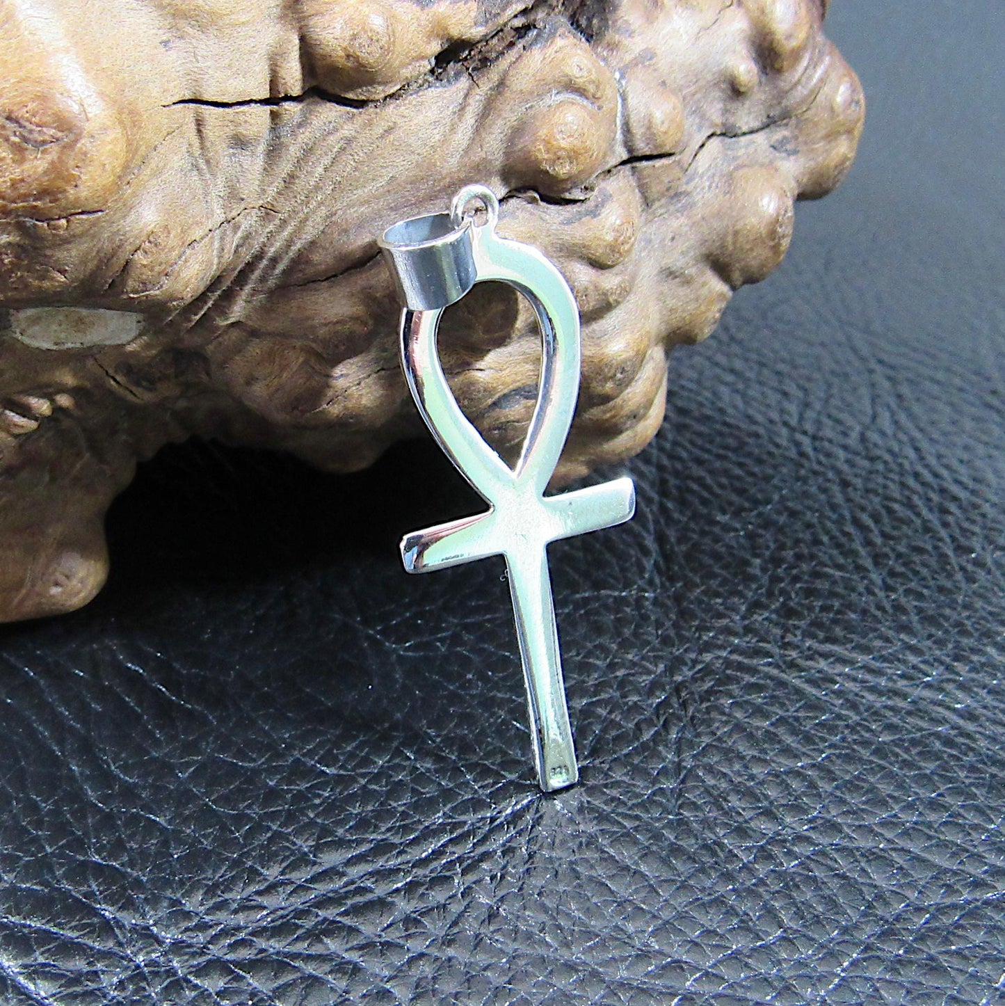 Solid 925 Sterling Silver Ankh Pendant Necklace Cross, Egyptian Key of Life, Handcrafted Silver Protection Amulet, Gothic Jewelry Gift