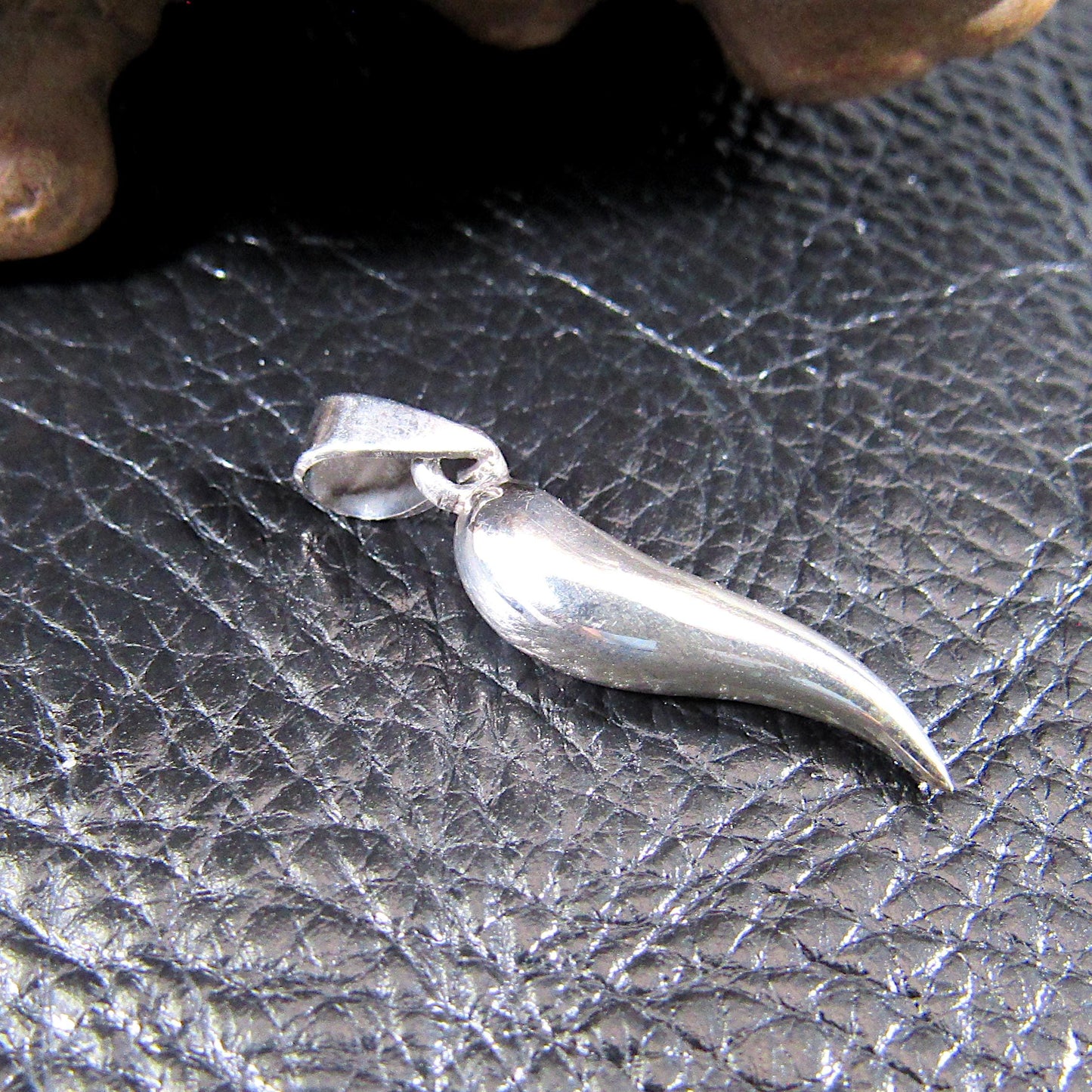 Solid 925 Sterling Silver Italian Horn Pendant, Handcrafted Cornicello Charm, Protection Jewelry, Little Hornlet Symbol, Corno Talisman