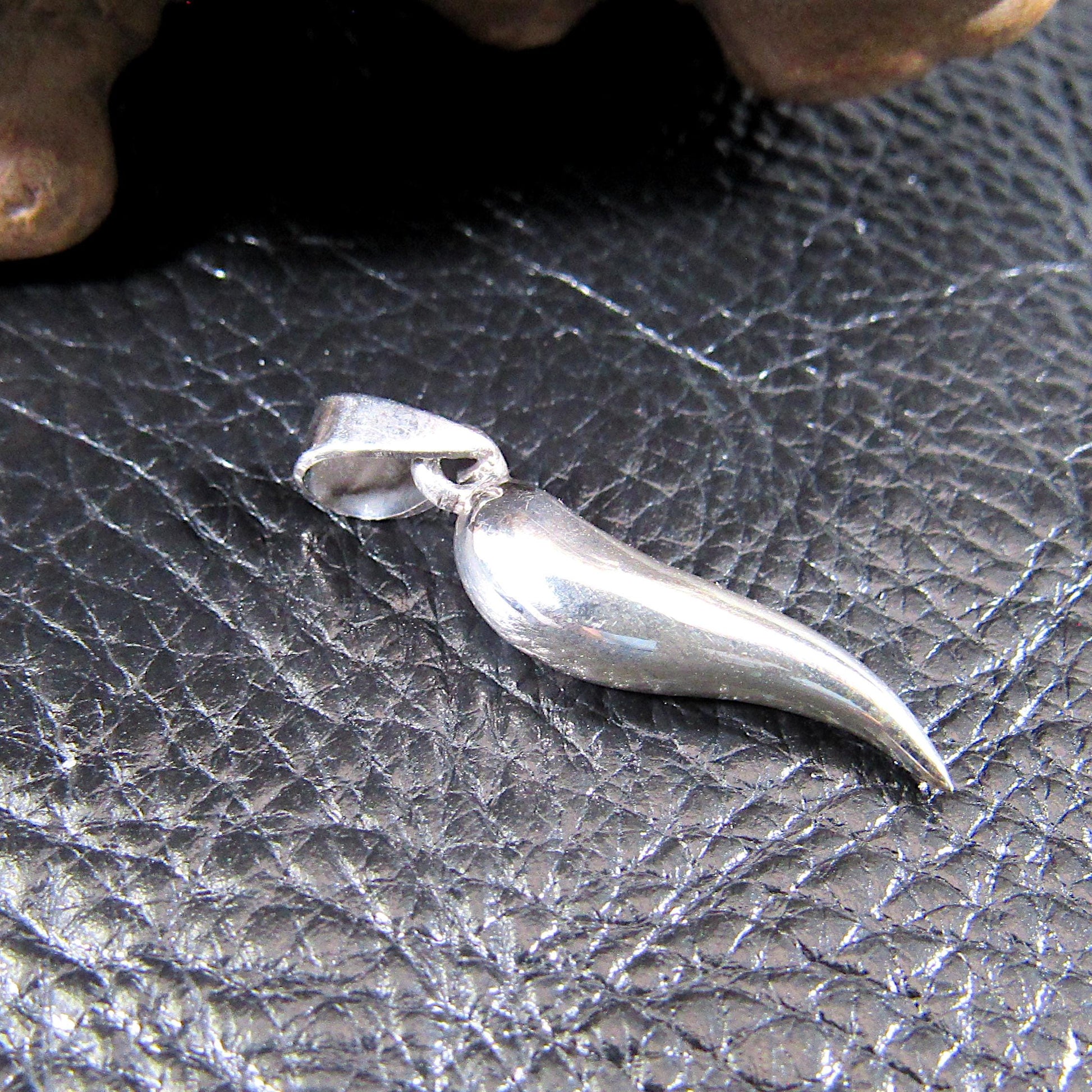 Solid 925 Sterling Silver Italian Horn Pendant, Handcrafted Cornicello Charm, Protection Jewelry, Little Hornlet Symbol, Corno Talisman