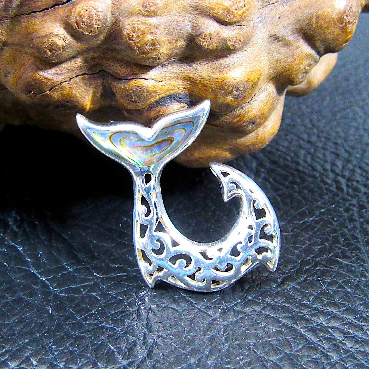 Solid 925 Sterling Silver Mermaid Tail Pendant with Abalone Shell – Handcrafted Ocean Jewelry – Beach Lover Gift, Sea Life Necklace Charm