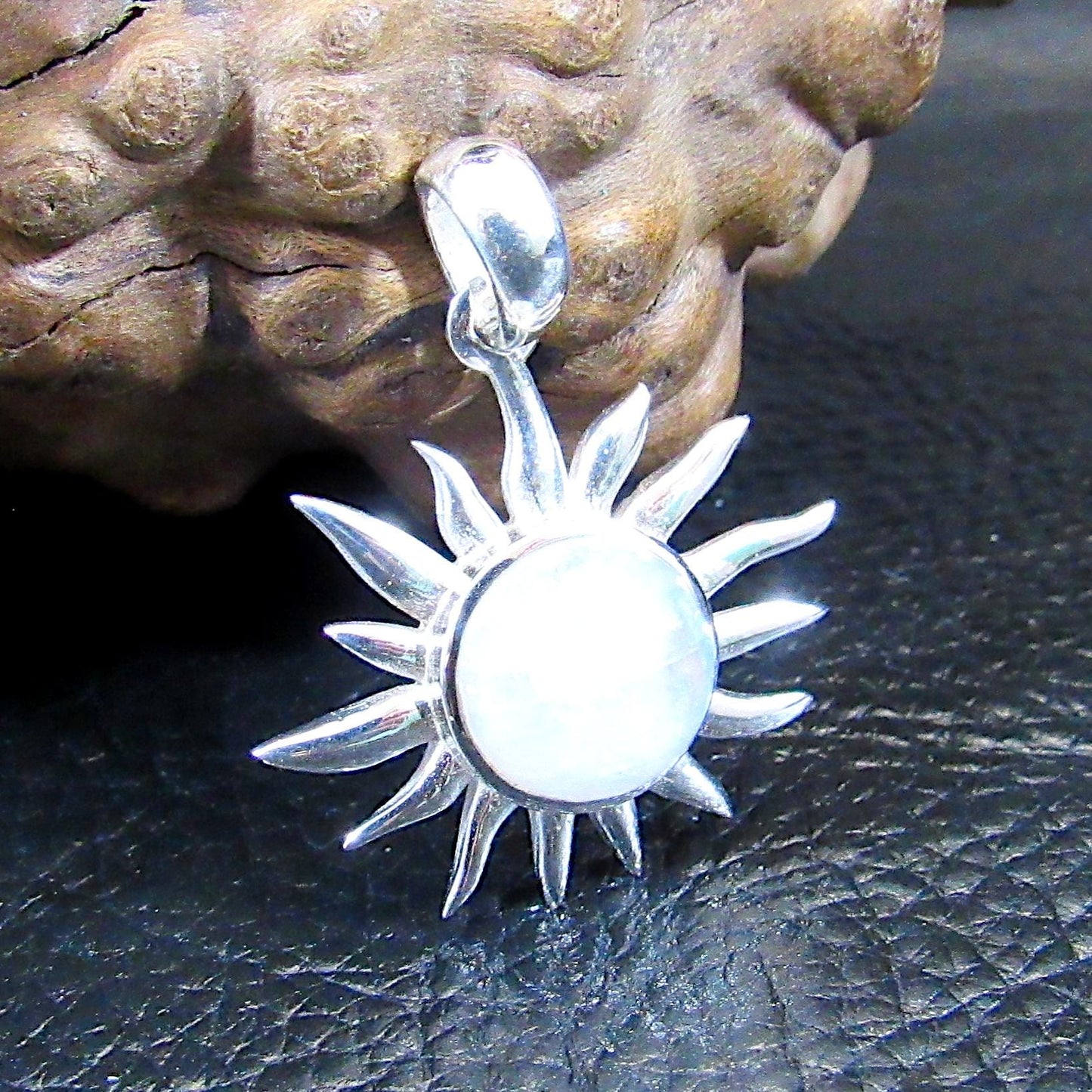 Solid 925 Sterling Silver Sun Pendant – Amethyst, Labradorite, or Rainbow Moonstone - Celestial Jewelry, Gemstone Charm Necklace Pendant