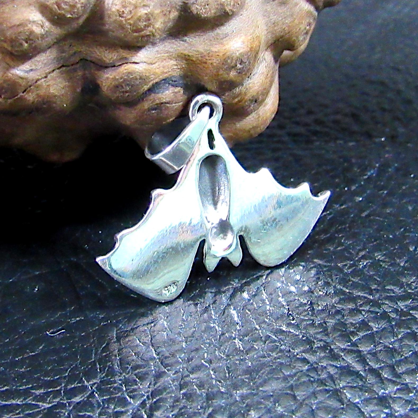 Solid 925 Sterling Silver Hanging Bat Pendant – Gothic Vampire Necklace Charm, Halloween Jewelry, Occult Gift for Men & Women, Bat Totem