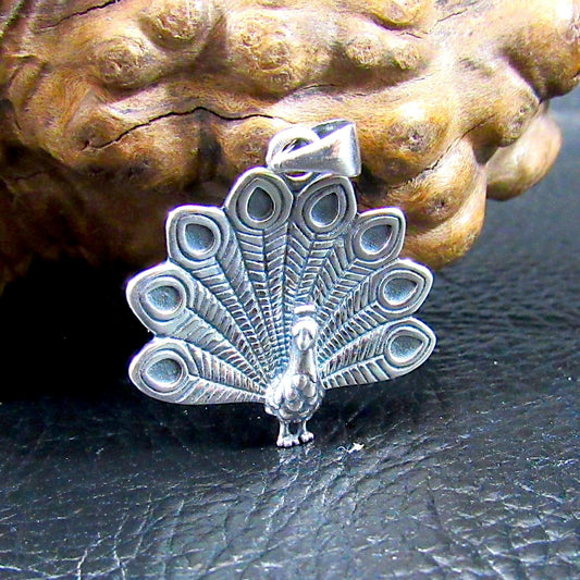 Solid 925 Sterling Silver Peacock Pendant, Exotic Nature Jewelry, Fairycore Symbol of Power & Beauty, Bird Lover Gift for Her